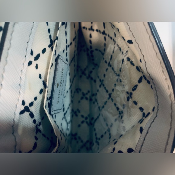 KATE SPADE Textured Light Gray Leather Crossbody Bag Purse Silver Turnlock - Picture 5 of 5